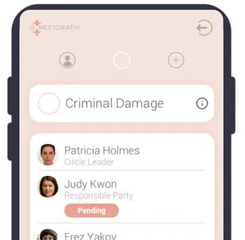 Screenshot of case management app